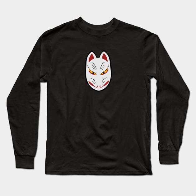 Traditional Inari Kitsune Mask Long Sleeve T-Shirt by UsuallyUnusual